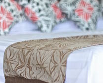 Close up of Studio Bed and quality linen at Ifiele'ele Plantation luxury, self-contained, vacation rental in Samoa
