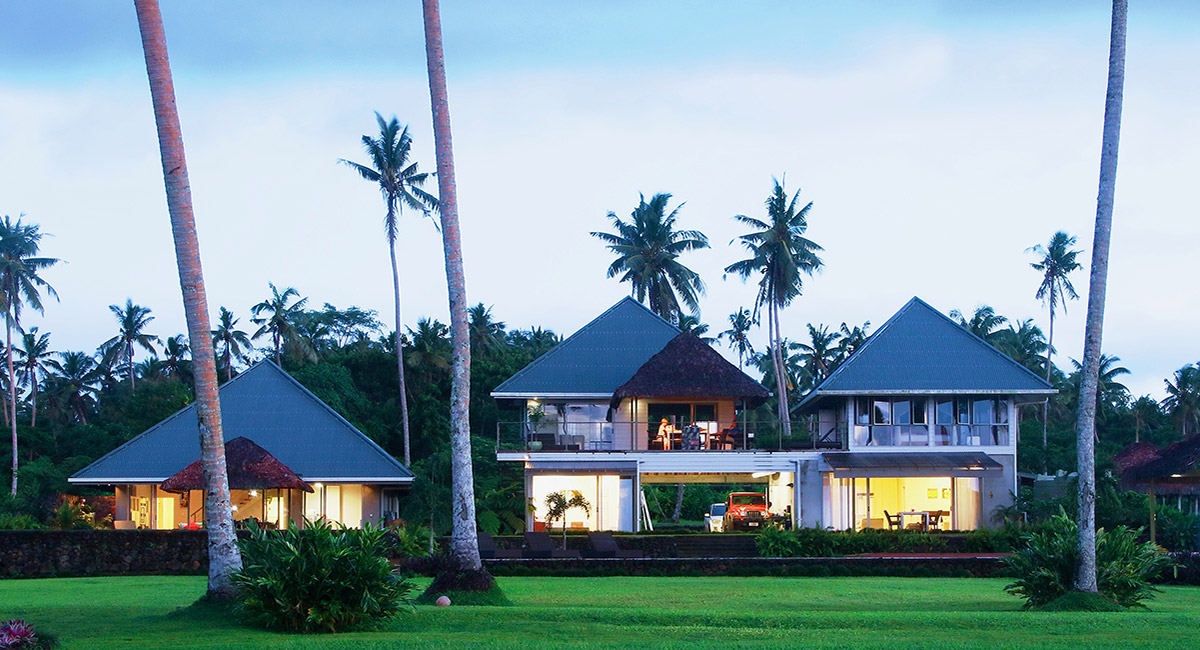 The Villa lounge dining and kitchen - Ifiele'ele Plantation luxury self-catering holiday home in Samoa